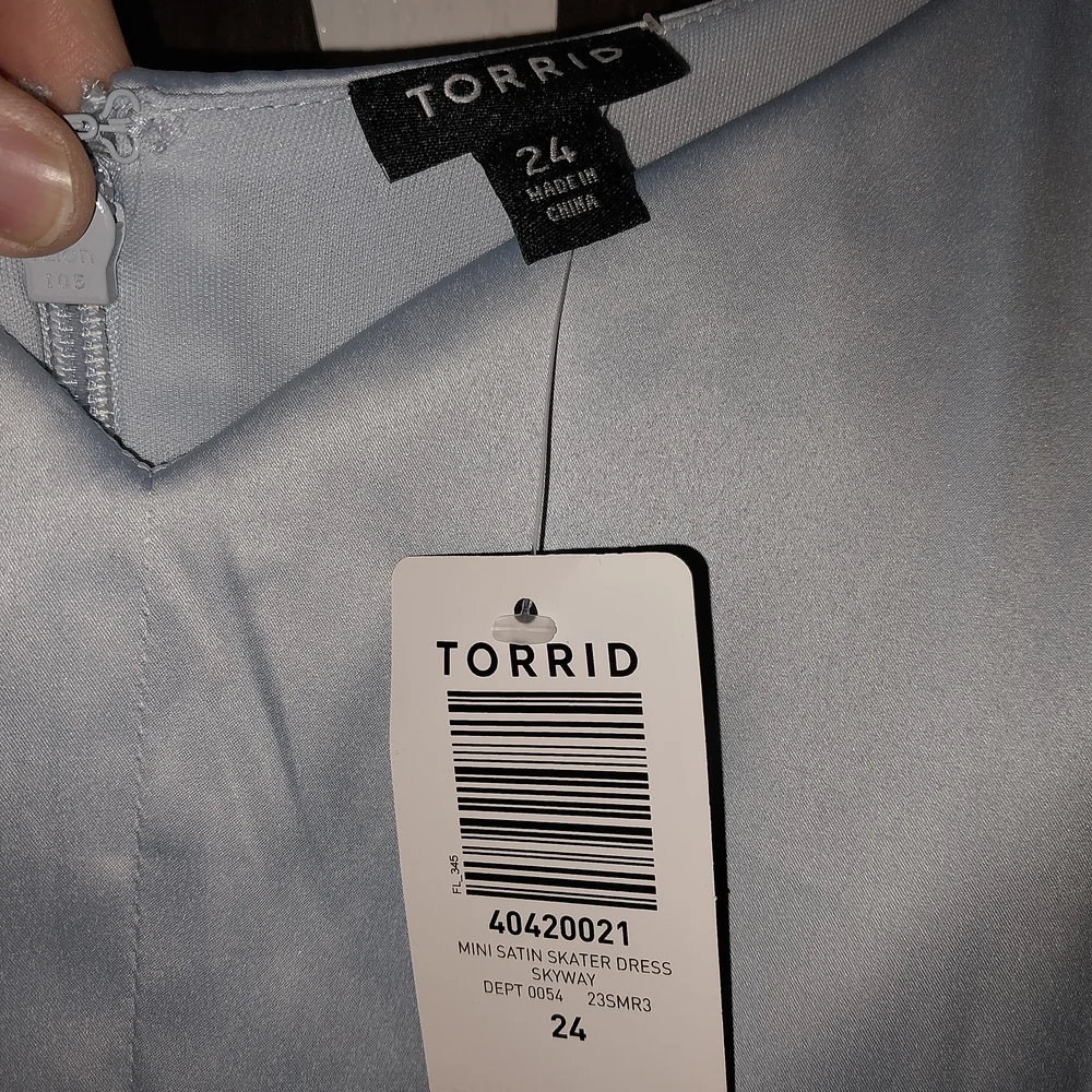 Torrid Mini Satin Skater Dress In "Skyway" Blue- NWT- Size 24 - Picture 7 of 7